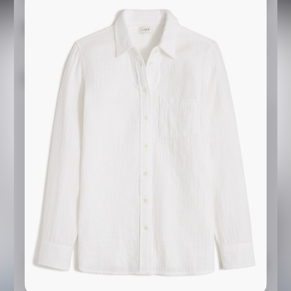 J. Crew Gauze White Button-Up Shirt Large Capsule Wardrobe Classic Minimalist - Picture 5 of 14